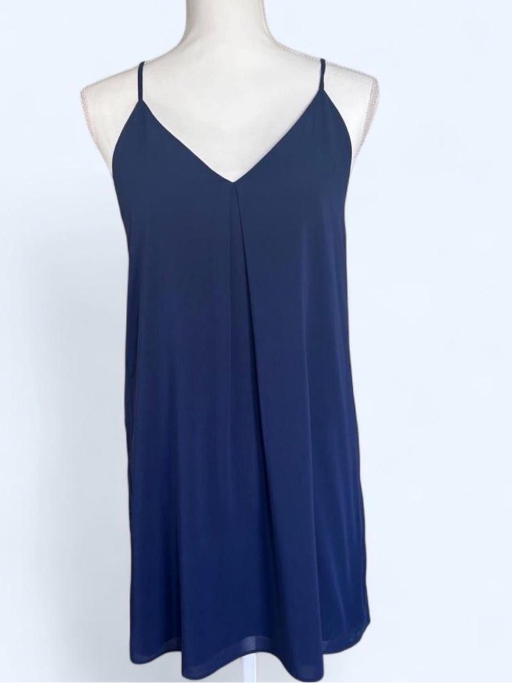 Alice + Olivia Base Navy Silk Racerback Shift Slip Mini Dress Minimalist Classic